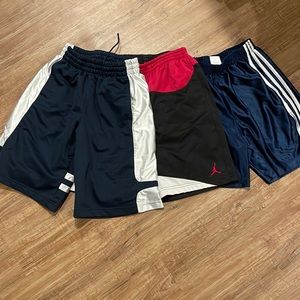 Boys L Nike, Air Jordan and Adidas shorts